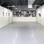 The main BJJ mat with a black-and-white Alliance team mural along the back wall