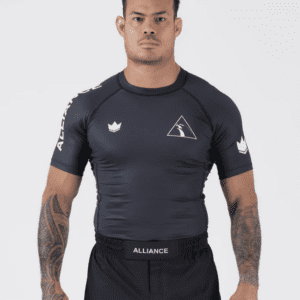 Front view of Kore Rashguard Short Sleeve in Black — Alliance BJJ Houston